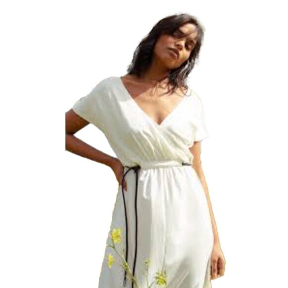 ADAY Minimalist Multiway Stretch Travel White Maxi Dress with Black Belt sz S - Picture 3 of 16